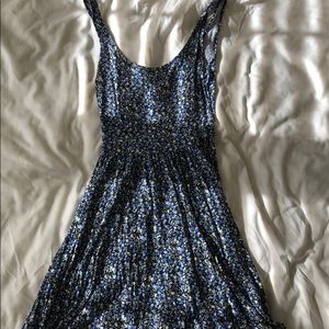 Blue, Yellow, Black Flower Designed Dress